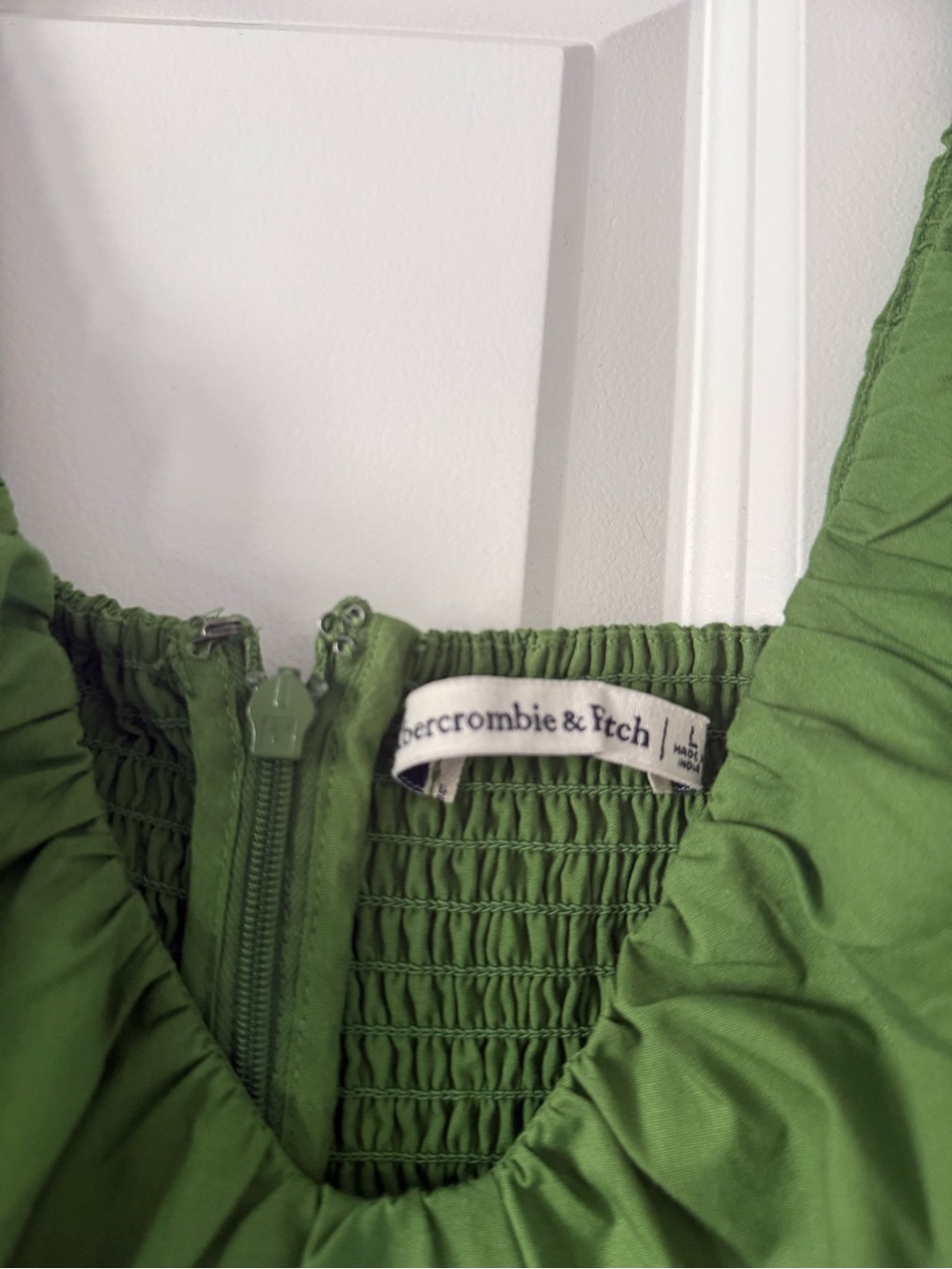 Abercrombie & Fitch Bright Green Puff-Sleeve Midi Dress - Picture 3 of 4